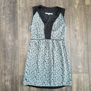 Rachael Roy Blue Black Print Sleeveless Dress - 10
